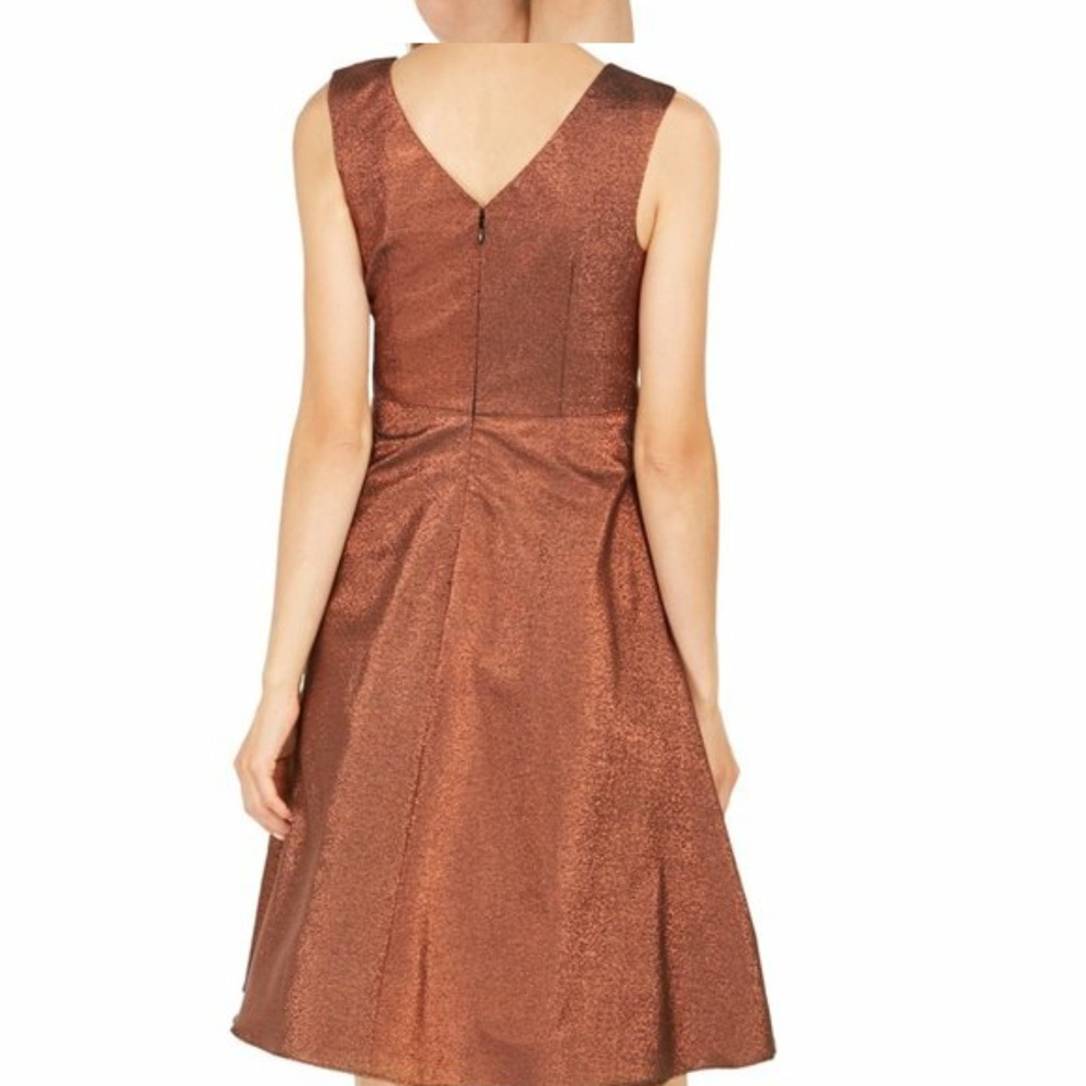 Adrianna Papell metallic cowlneck dress in copper size 8 - Picture 4 of 6